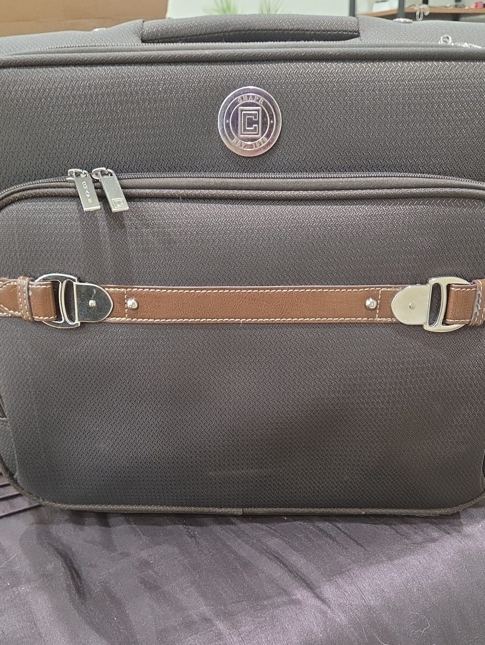 Chaps Classic Brown Travel Carryon with Brown Leather Trim